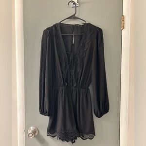 Express Black Lace Trim Romper